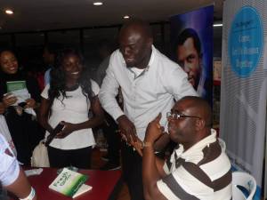 Jokes on you! - with Elnathan John (at the Abuja Book Jam. (Credit Rosemary Nsirim)